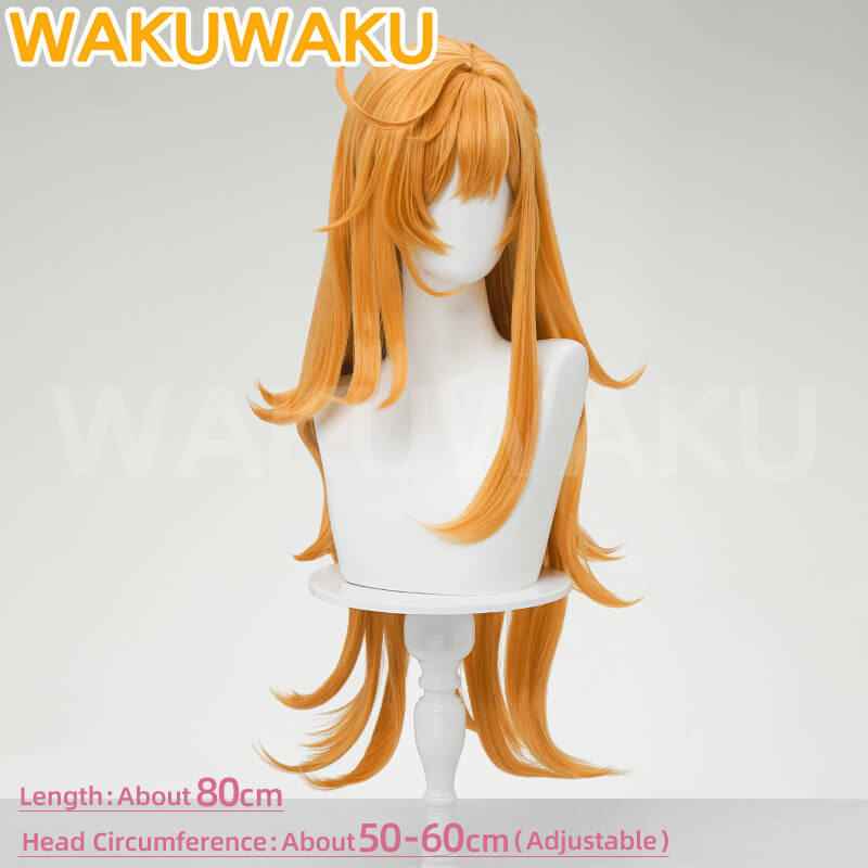 WakuWaku Game Genshin Impact Escoffier Wig Orange Long High Heat Resistant Wig