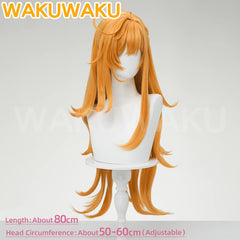 WakuWaku Game Genshin Impact Escoffier Wig Orange Long High Heat Resistant Wig