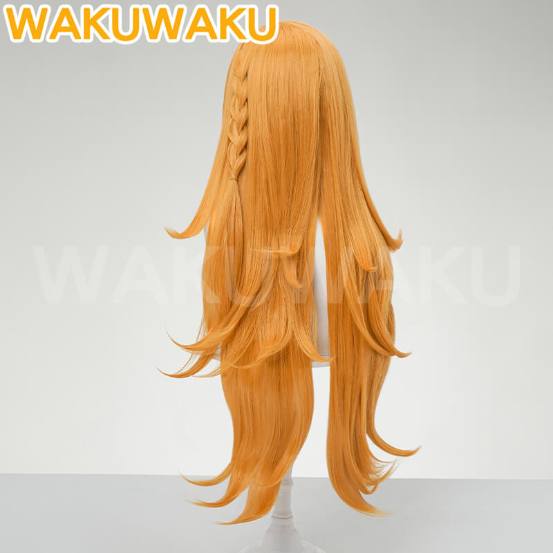 WakuWaku Game Genshin Impact Escoffier Wig Orange Long High Heat Resistant Wig