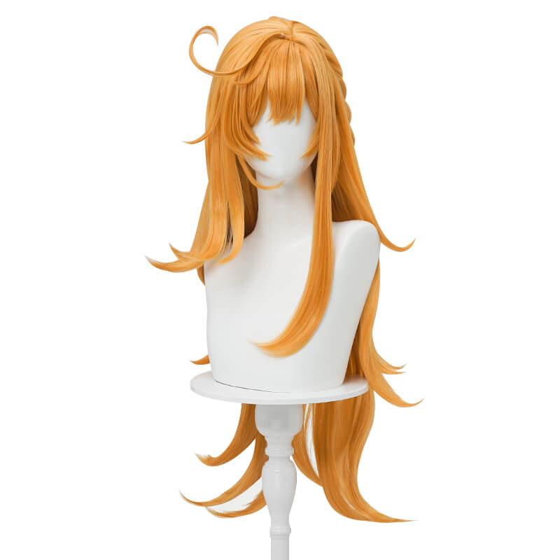 WakuWaku Game Genshin Impact Escoffier Wig Orange Long High Heat Resistant Wig
