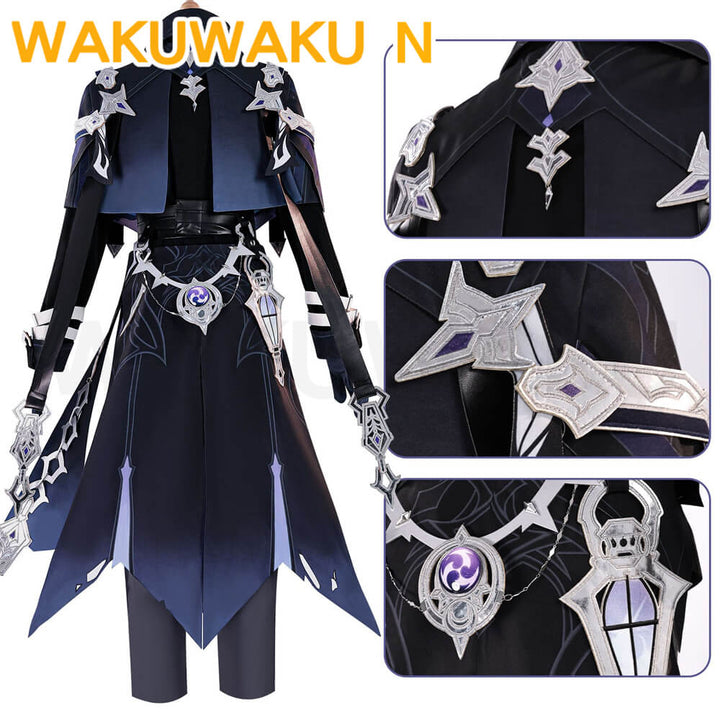 Flins Cosplay Costume Game Genshin Impact WakuWaku-N Men Costume Flins Cosplay Halloween Cosplay Plus Size Wig