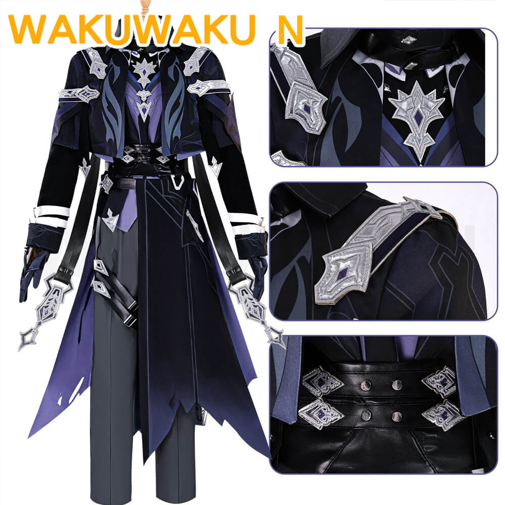 Flins Cosplay Costume Game Genshin Impact WakuWaku-N Men Costume Flins Cosplay Halloween Cosplay Plus Size Wig