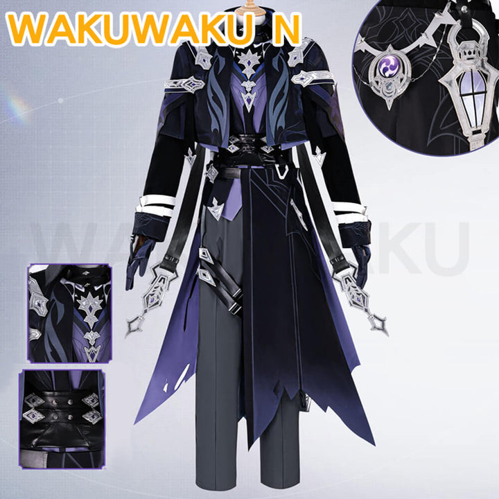 Flins Cosplay Costume Game Genshin Impact WakuWaku-N Men Costume Flins Cosplay Halloween Cosplay Plus Size Wig