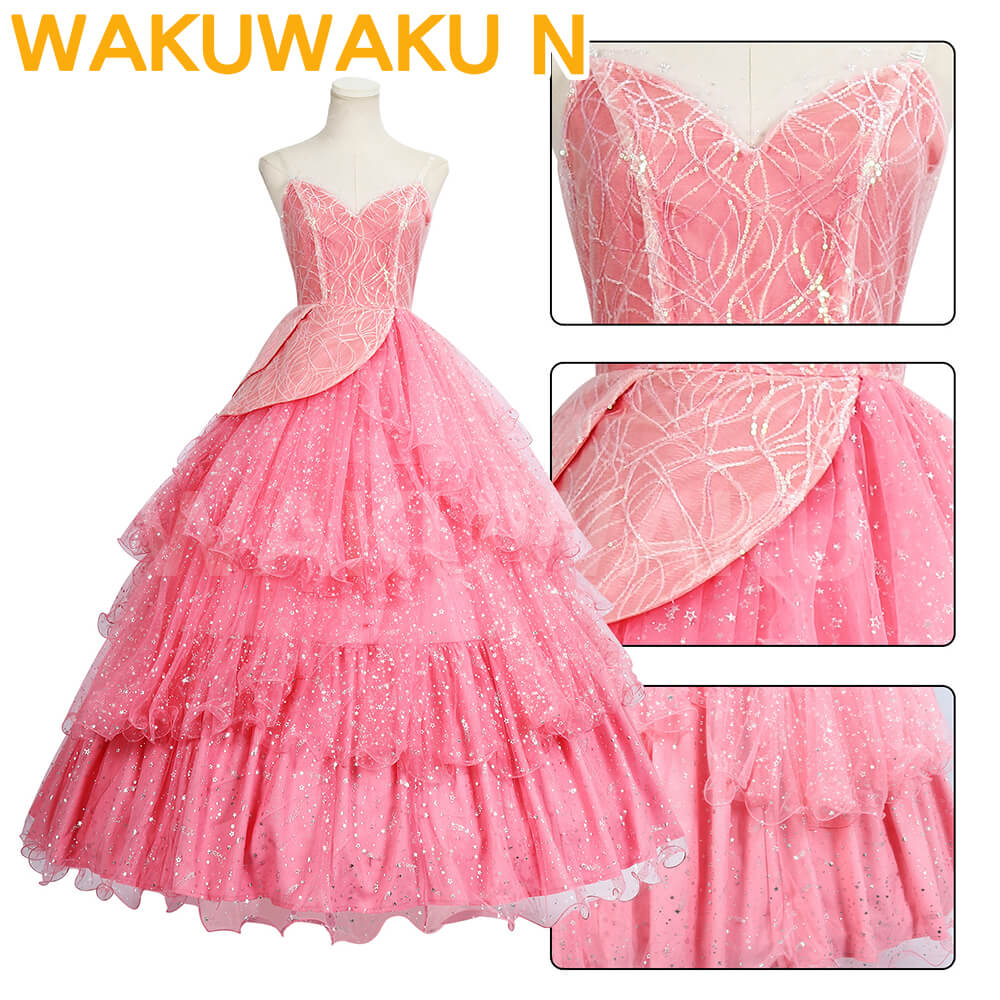 【In Stock】Glinda Cosplay Costume WakuWaku-N Wicked Pink Purple Colorful Dress Halloween