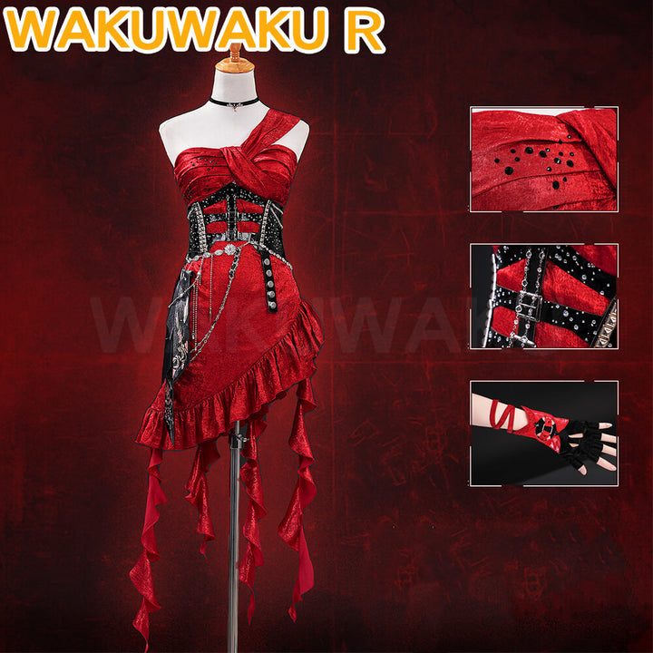 Hunter MC Cosplay Costume Game Love and Deepspace WakuWaku-R Sexy Red Dress Sylus Midnight Heroine Cosplay