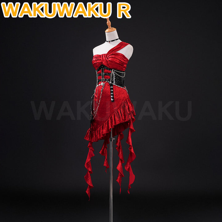 Hunter MC Cosplay Costume Game Love and Deepspace WakuWaku-R Sexy Red Dress Sylus Midnight Heroine Cosplay