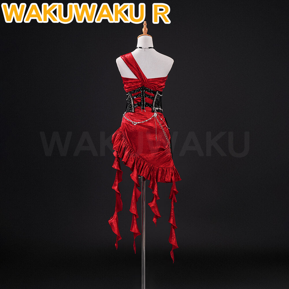 Hunter MC Cosplay Costume Game Love and Deepspace WakuWaku-R Sexy Red Dress Sylus Midnight Heroine Cosplay