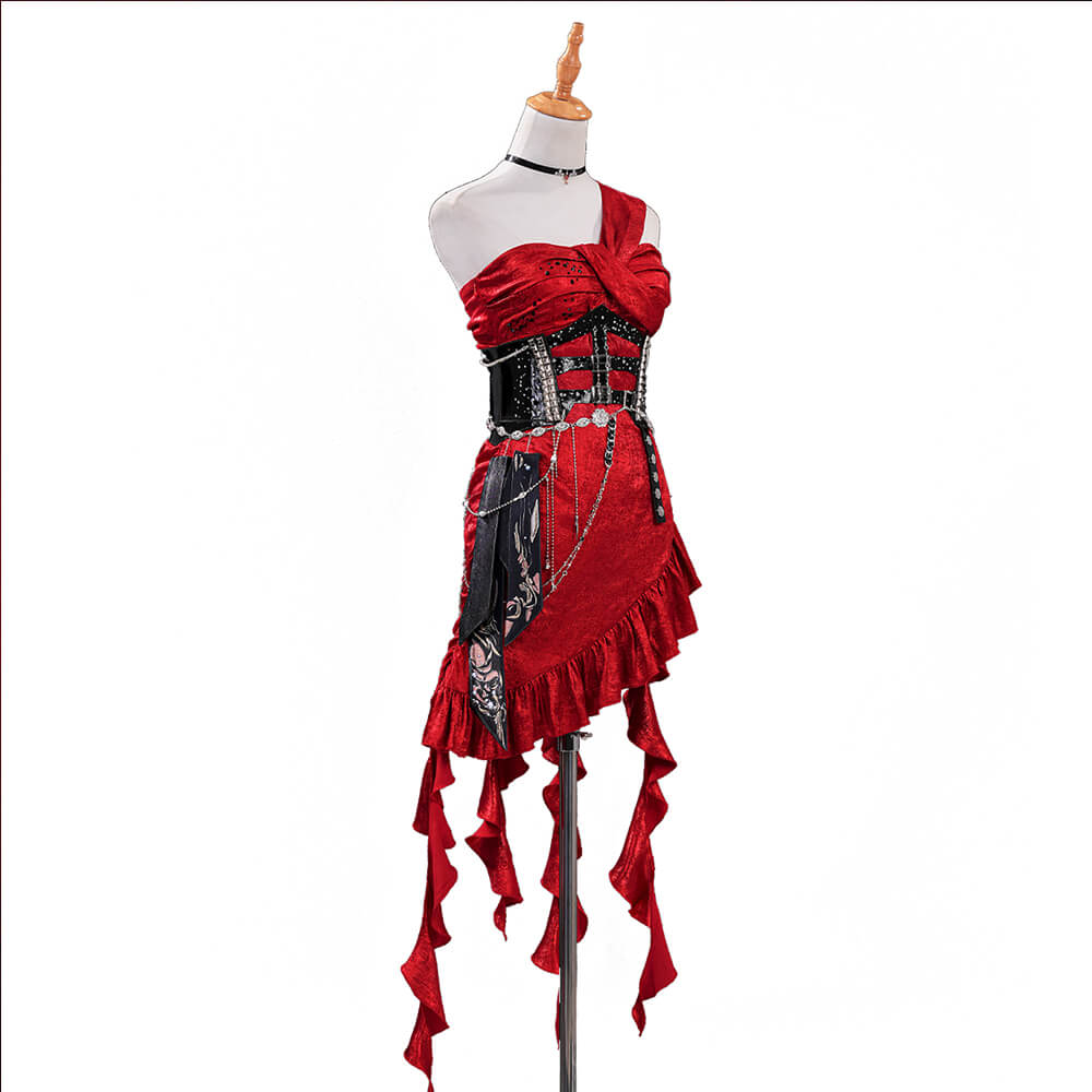 Hunter MC Cosplay Costume Game Love and Deepspace WakuWaku-R Sexy Red Dress Sylus Midnight Heroine Cosplay