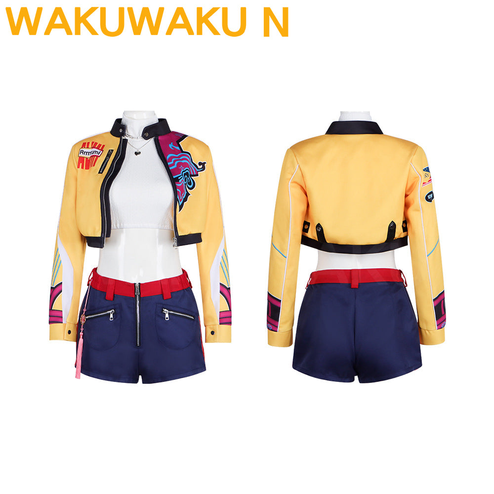 Wakuwaku-N Movie Anime K-Pop Killer Cosplay Costume Women Yellow Series