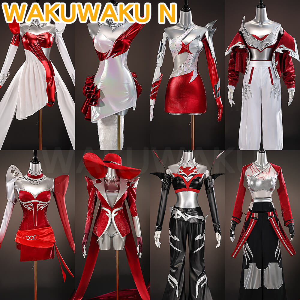 Game League of Legends KDA Pop Girl Cosplay LOL WakuWaku-N Firestarter Red Costume