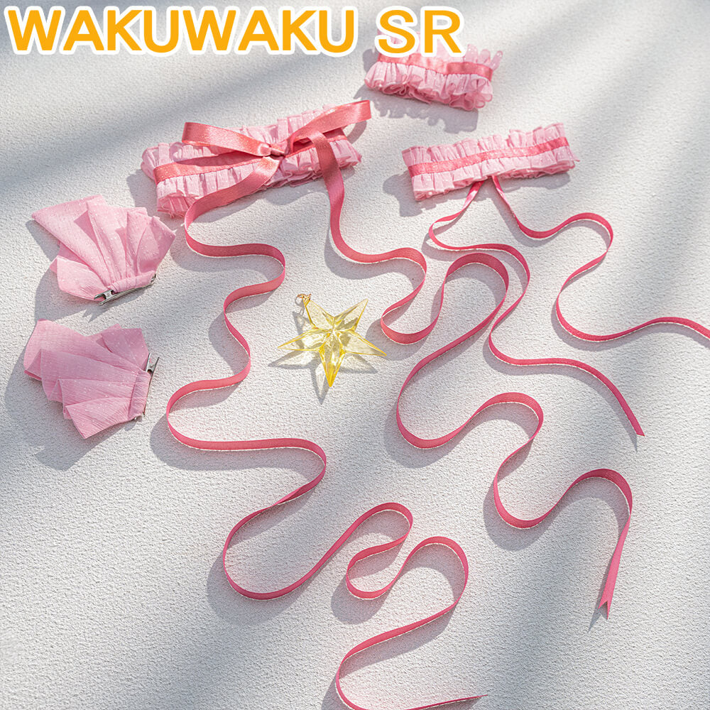 WakuWaku-SR Kinomoto Sakura Cosplay Anime Card Captor Sakura Pink Dress
