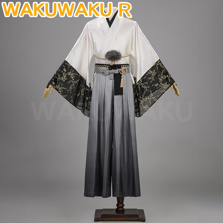 Kotoyuki Tsuneki Cosplay Costume Game WakuWaku-R Kimono Black Fox Mask Men Kotoyuki Christmas