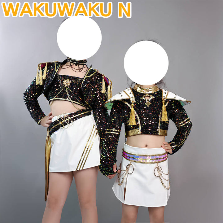 【Children Ver】Rumi Mira Zoey Cosplay Costume WakuWaku-N Kids Golden Halloween Family Cosplay