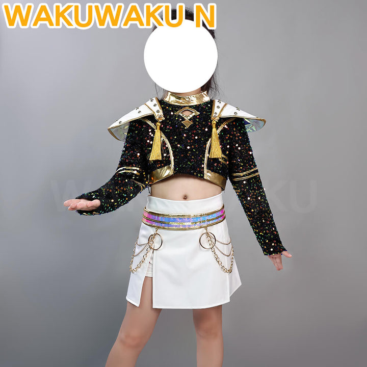 【Children Ver】Rumi Mira Zoey Cosplay Costume WakuWaku-N Kids Golden Halloween Family Cosplay