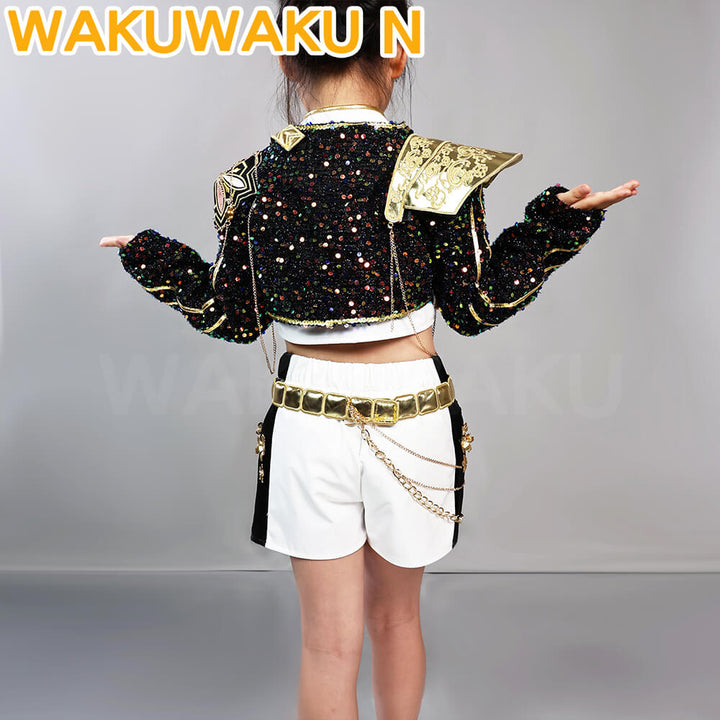 【Children Ver】Rumi Mira Zoey Cosplay Costume WakuWaku-N Kids Golden Halloween Family Cosplay