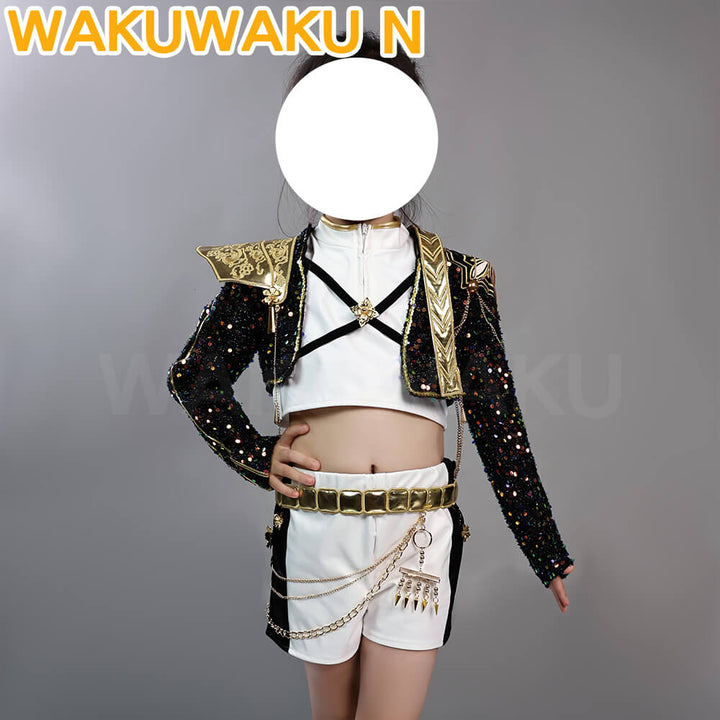 【Children Ver】Rumi Mira Zoey Cosplay Costume WakuWaku-N Kids Golden Halloween Family Cosplay