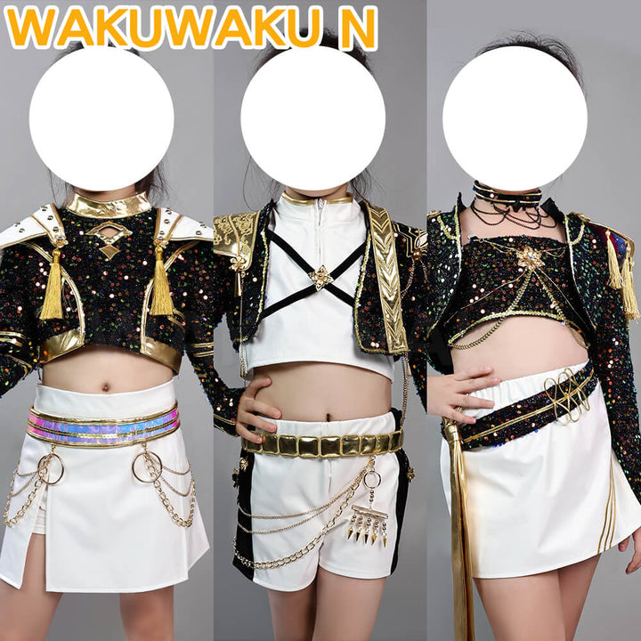 【Children Ver】Rumi Mira Zoey Cosplay Costume WakuWaku-N Kids Golden Halloween Family Cosplay