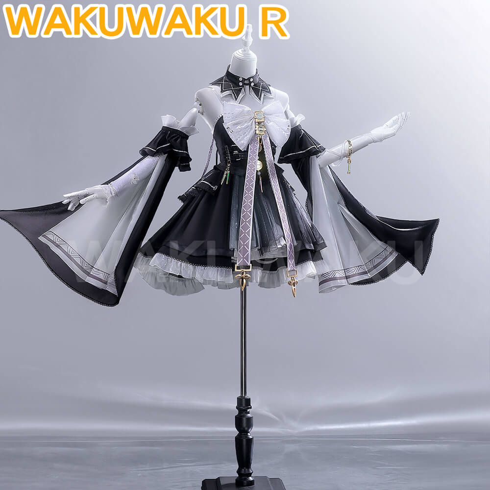【S-2XL】Game Wuthering Waves Lily Cosplay WakuWaku-R Black White Short Dress