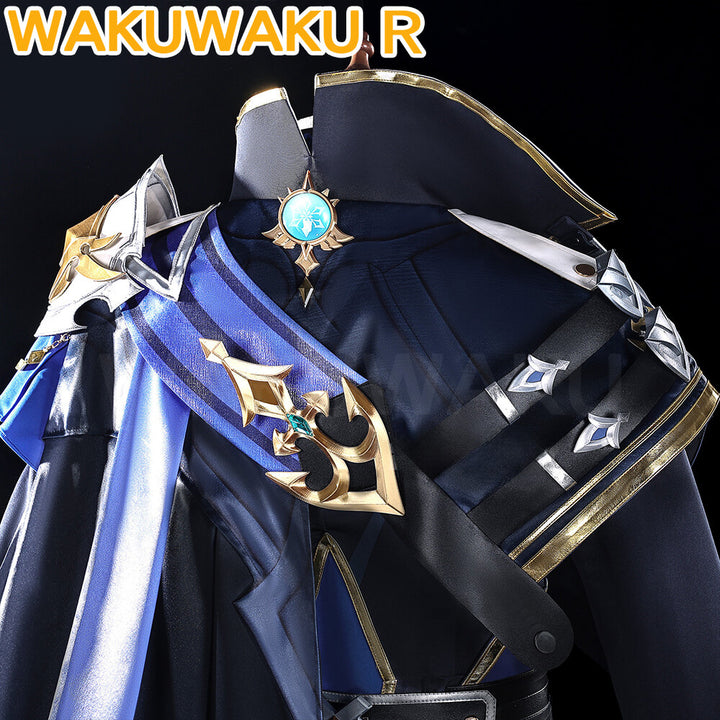 Game Genshin Impact Lohen Cosplay Costume Blue Suit