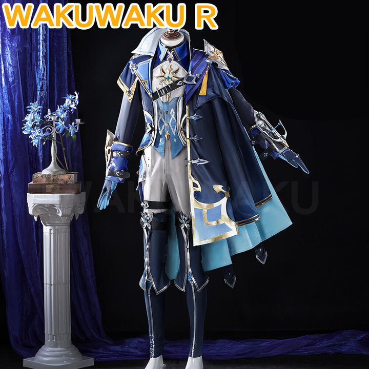 Game Genshin Impact Lohen Cosplay Costume Blue Suit