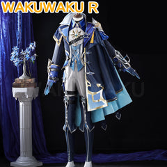 Game Genshin Impact Lohen Cosplay Costume Blue Suit