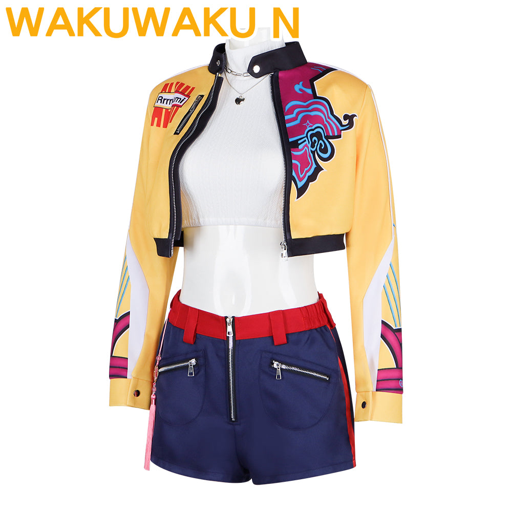 Wakuwaku-N Movie Anime K-Pop Killer Cosplay Costume Women Yellow Series