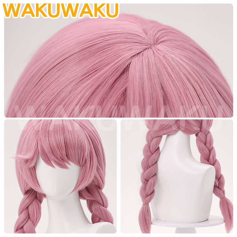 Mei Kamori Kiriko Wig Game OW Cosplay Women Pink Long Braided Hair Meiling Zhou Mei Cosplay High Heat Resistant Hair