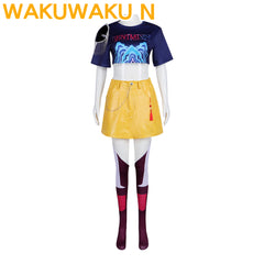 Wakuwaku-N Movie Anime Kpop Killer Cosplay Costume Full Set Yellow Series