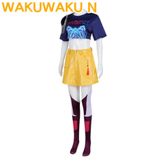 Wakuwaku-N Movie Anime Kpop Killer Cosplay Costume Full Set Yellow Series