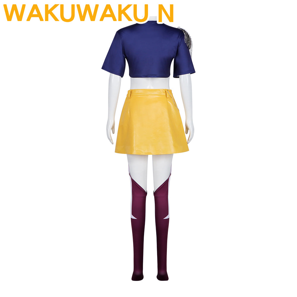 Wakuwaku-N Movie Anime Kpop Killer Cosplay Costume Full Set Yellow Series