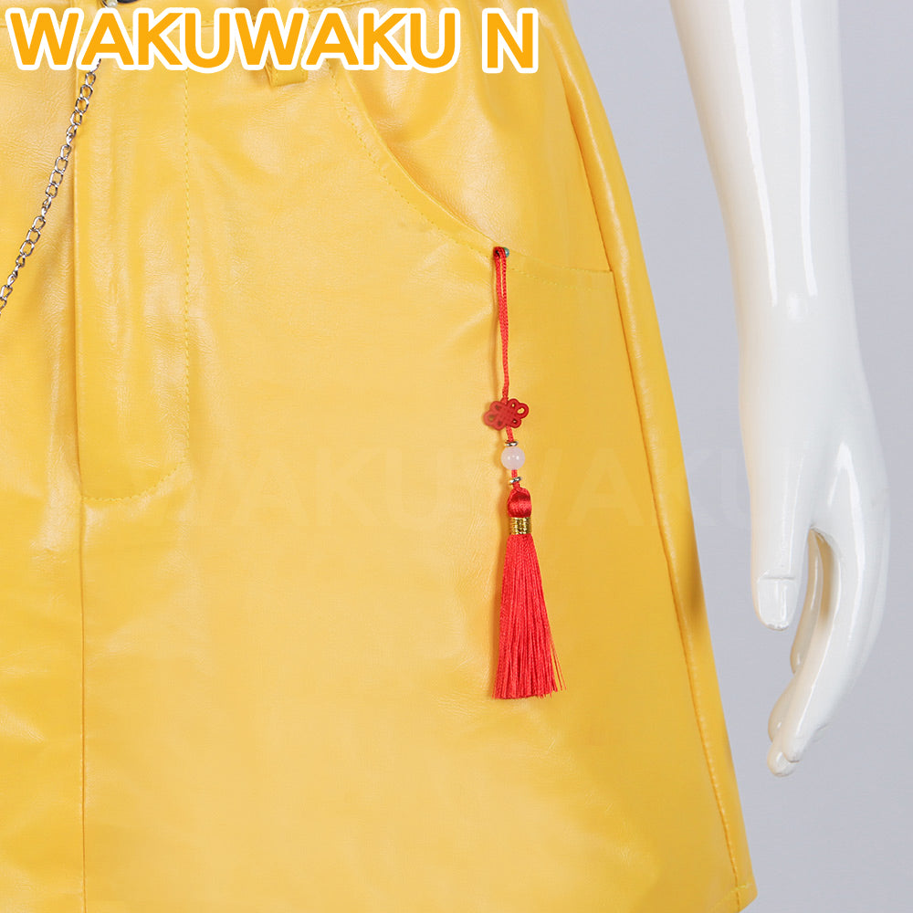 Wakuwaku-N Movie Anime Kpop Killer Cosplay Costume Full Set Yellow Series