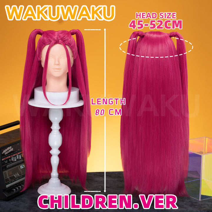 【Children Ver】In Stock Mira Front Lace Wig Cosplay WakuWaku Kids Halloween Rumi Cosplay 100cm Long Hair