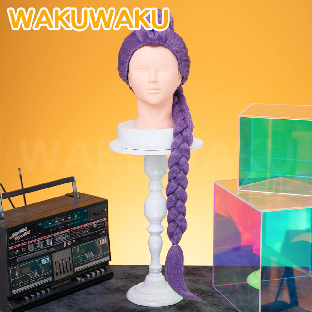 【Children Ver】In Stock Rumi Front Lace Wig Cosplay WakuWaku Kids Halloween Rumi Cosplay 100cm Long Purple Hair