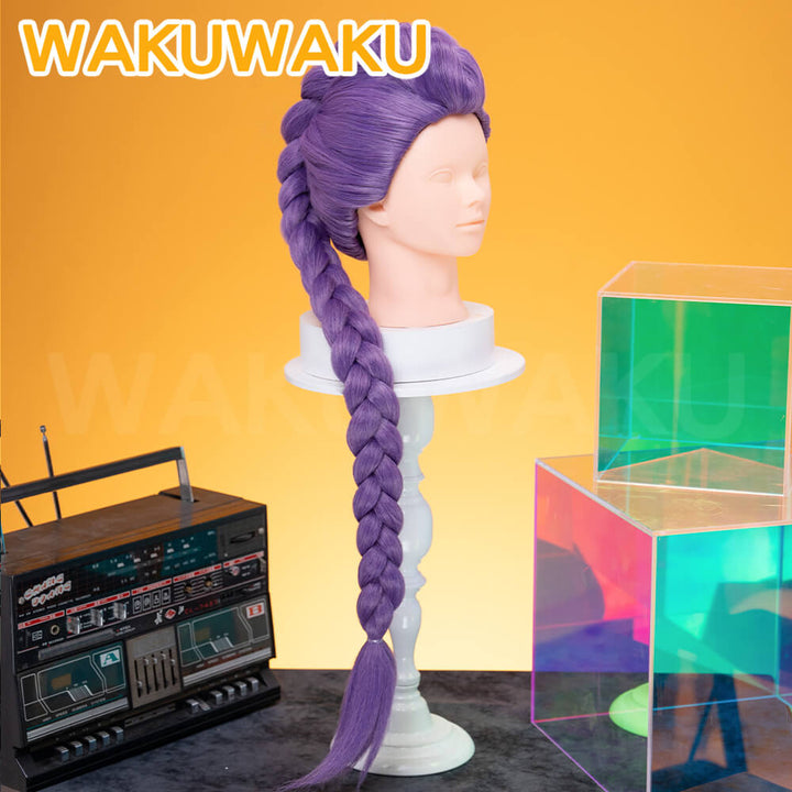 【Children Ver】In Stock Rumi Front Lace Wig Cosplay WakuWaku Kids Halloween Rumi Cosplay 100cm Long Purple Hair