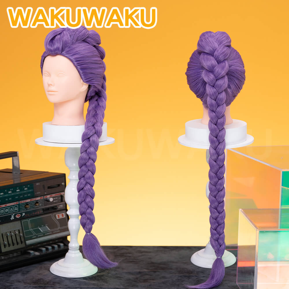 【Children Ver】In Stock Rumi Front Lace Wig Cosplay WakuWaku Kids Halloween Rumi Cosplay 100cm Long Purple Hair