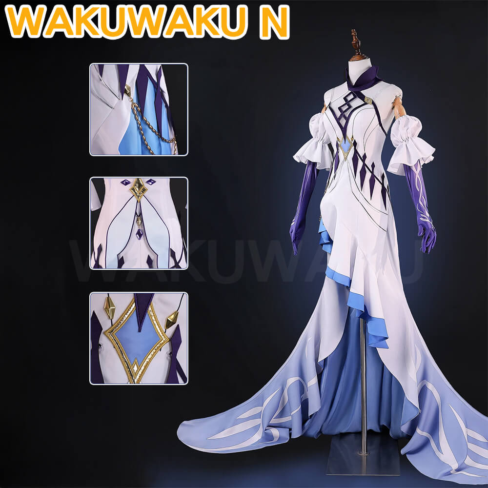 【S-2XL】WakuWaku-N Game Genshin Impact Skirk Fes Cosplay Women Evening Dress