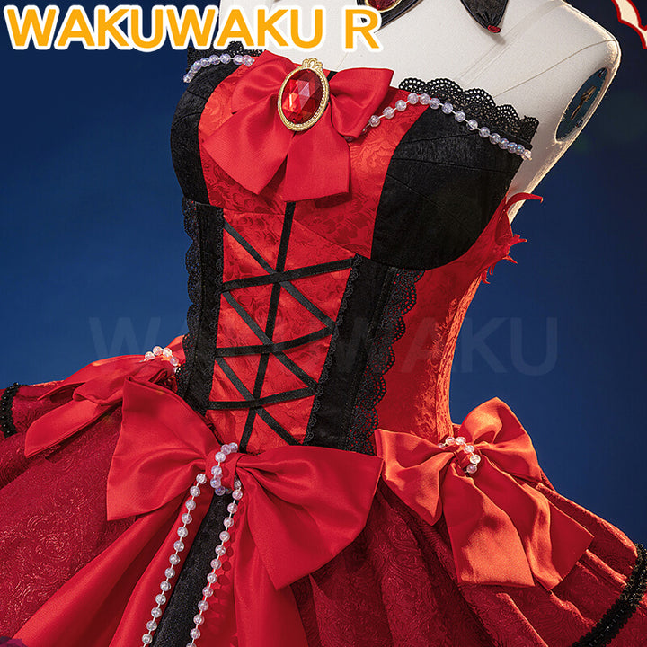 【S-2XL】Tokisaki Kurumi Cosplay Costume Anime Date A Live Cosplay WakuWaku-R Women Red Evening Dress