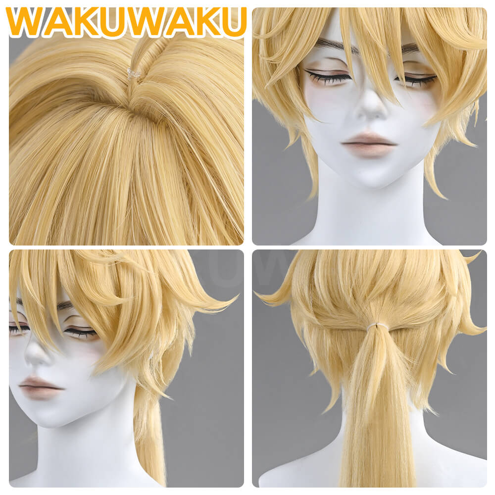 【In Stock】WakuWaku Game Genshin Impact Aether Lumine Traveler Cosplay Wig