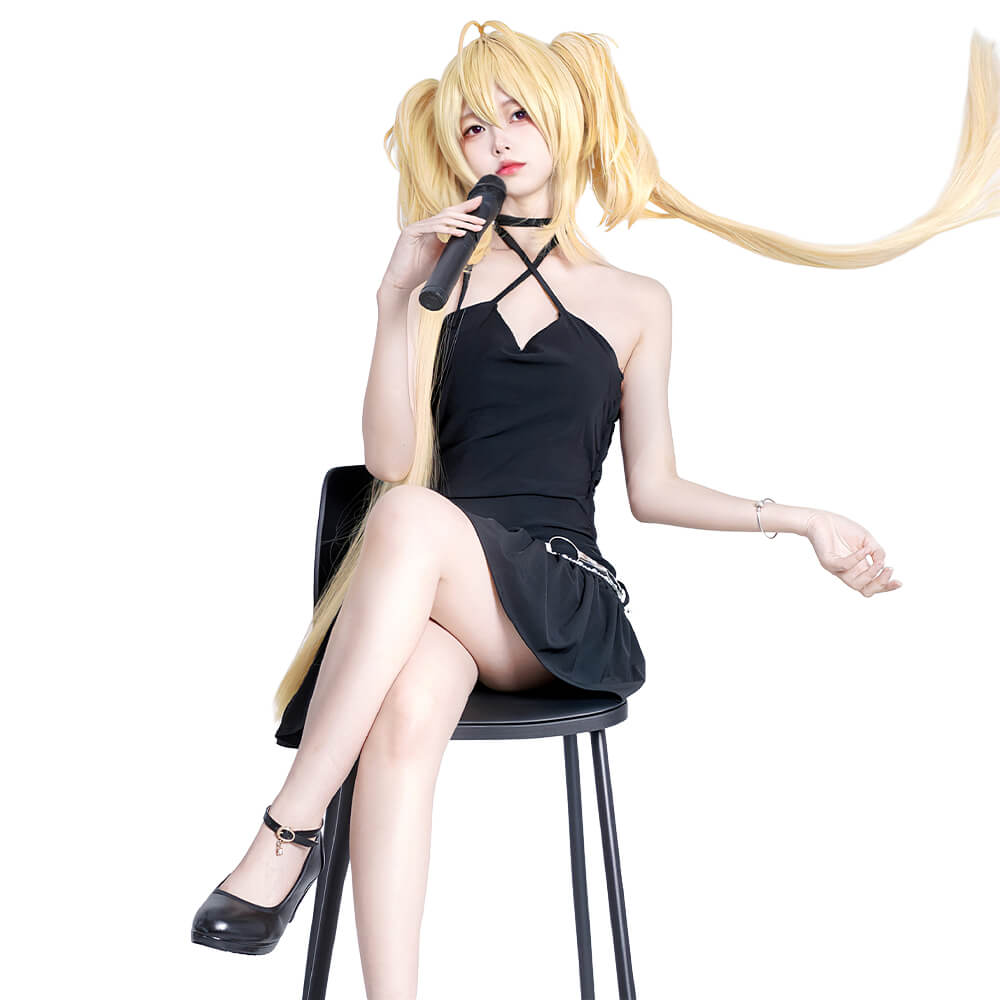 Tsukiyomi Utau Concert Cosplay Costume Anime Shugo Chara Cosplay WakuWaku-R Women Sexy Black Dress Costume Utau Cosplay