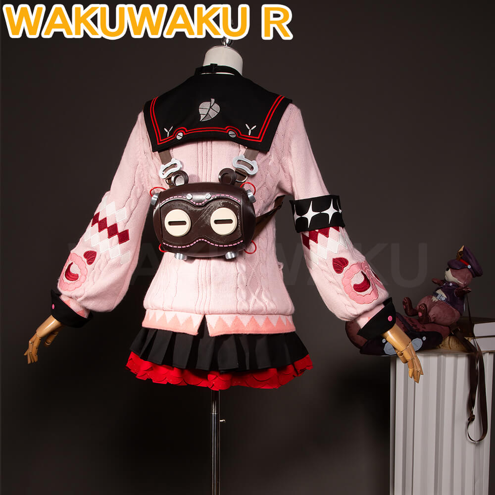 Ukinami Yuzuha Cosplay Costume Game Zenless Zone Zero WakuWaku-R ZZZ Women Pink Sweater Dress Halloween Cosplay Bag Toy