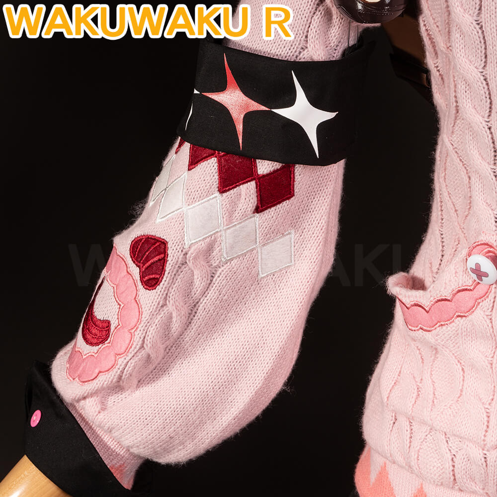 Ukinami Yuzuha Cosplay Costume Game Zenless Zone Zero WakuWaku-R ZZZ Women Pink Sweater Dress Halloween Cosplay Bag Toy