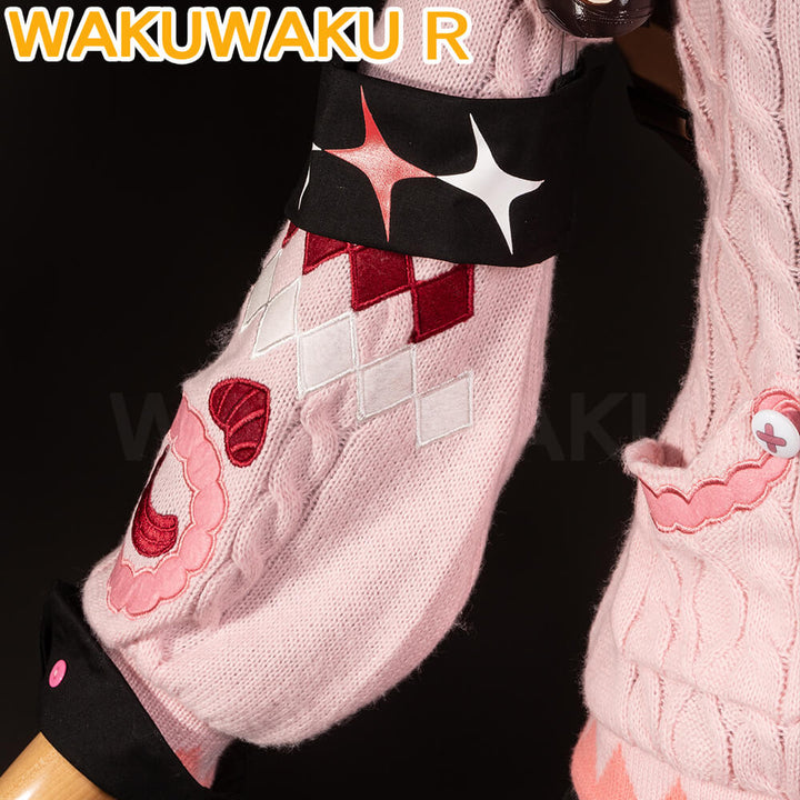 Ukinami Yuzuha Cosplay Costume Game Zenless Zone Zero WakuWaku-R ZZZ Women Pink Sweater Dress Halloween Cosplay Bag Toy