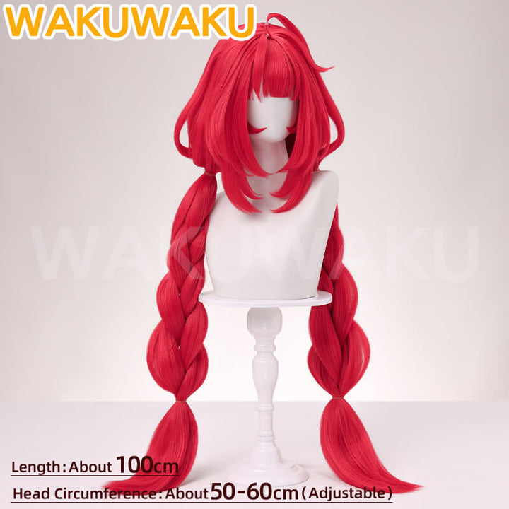Ukinami Yuzuha Cosplay Wig Game Zenless Zone Zero WakuWaku Cosplay 90cm Women Hair Long Braid Wig ZZZ Cosplay