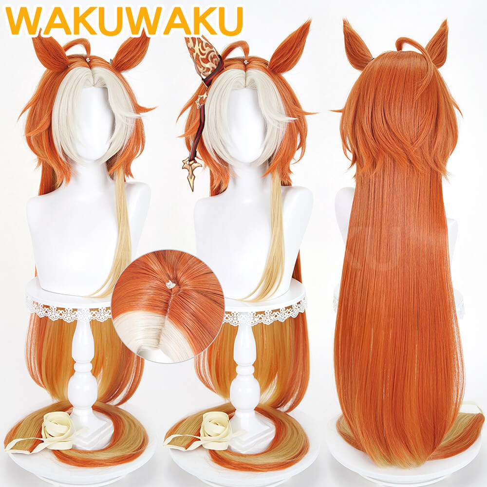 【In Stock】Game Uma musume Pretty Derby Orfevre Cosplay Wig WakuWaku Women Orange Hair