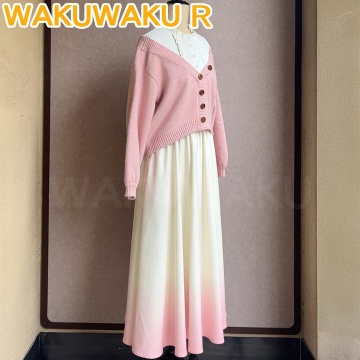 【In Stock】Waguri Kaoruko Cosplay Costume Anime The Fragrant Flower Blooms WakuWaku-R Sweater Dress Christmas Cosplay