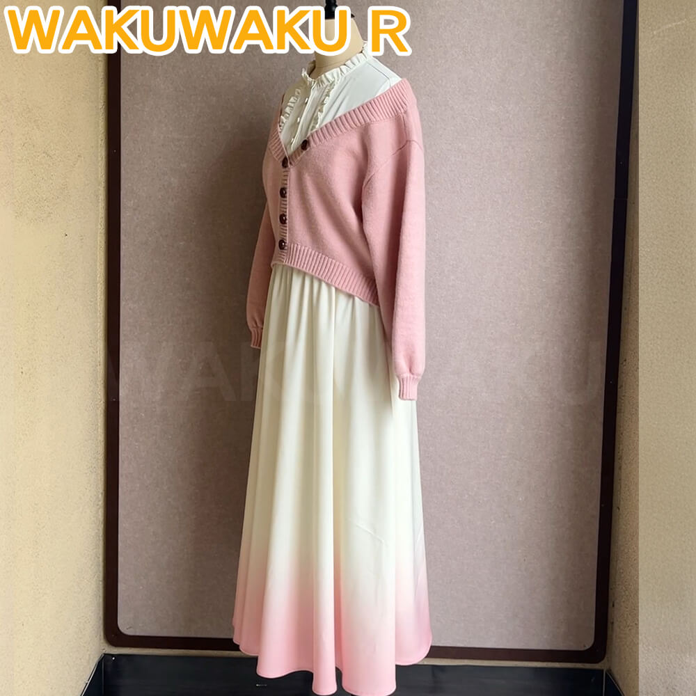 【In Stock】Waguri Kaoruko Cosplay Costume Anime The Fragrant Flower Blooms WakuWaku-R Sweater Dress Christmas Cosplay