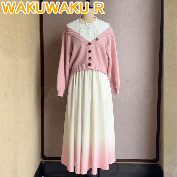 【In Stock】Waguri Kaoruko Cosplay Costume Anime The Fragrant Flower Blooms WakuWaku-R Sweater Dress Christmas Cosplay