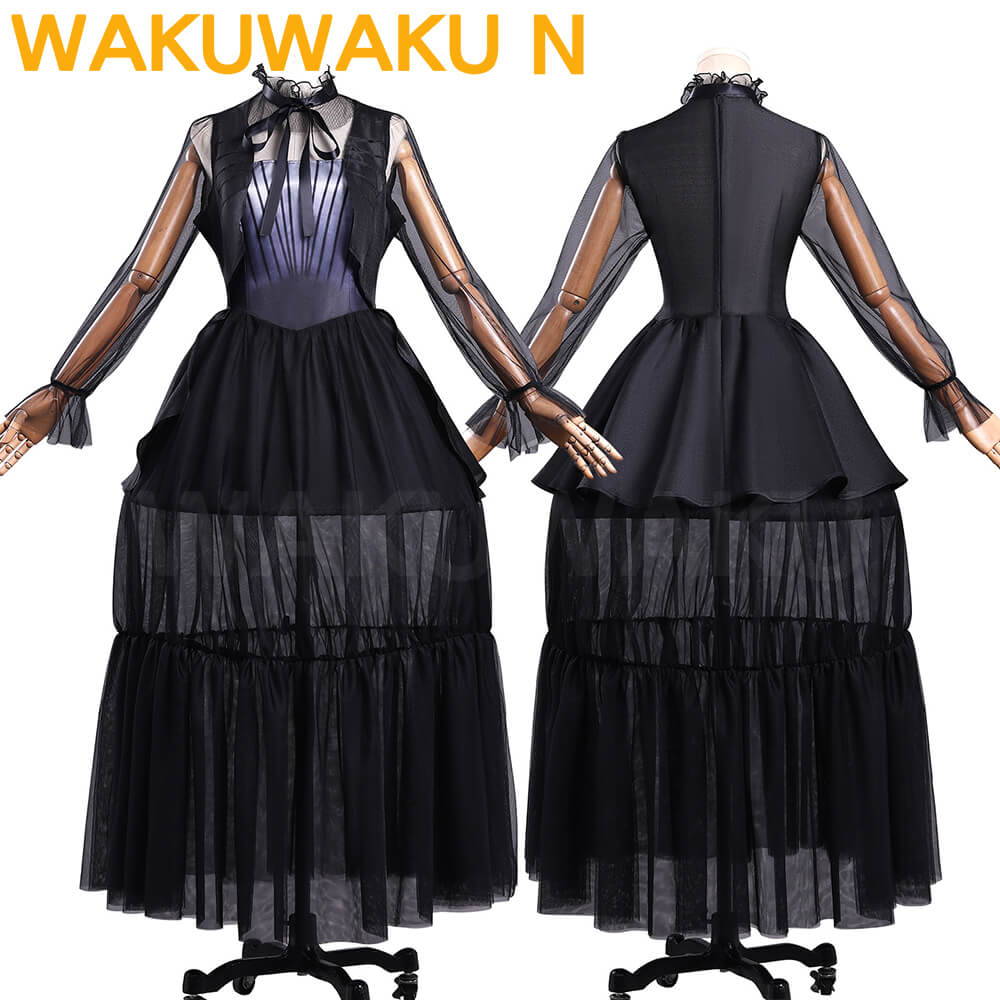 Wednesday Cosplay Costume WakuWaku-N Black Evening Dress Cosplay Halloween Women
