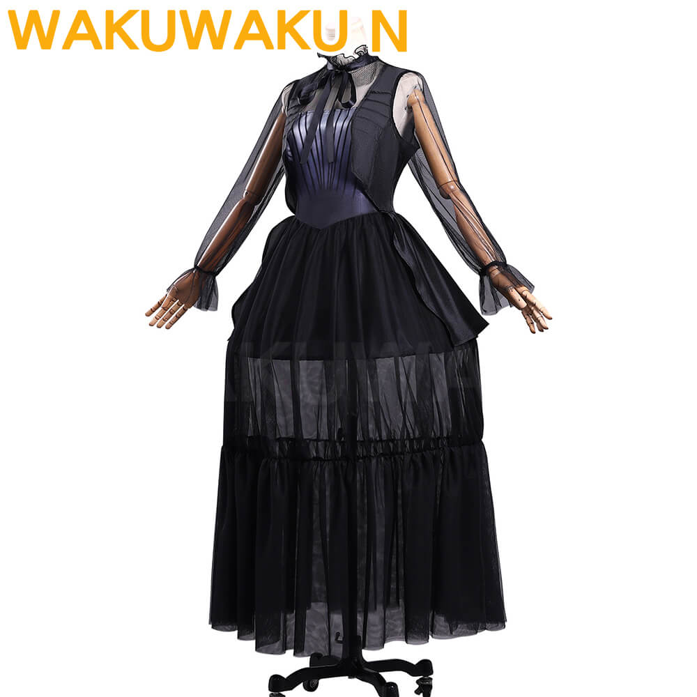 Wednesday Cosplay Costume WakuWaku-N Black Evening Dress Cosplay Halloween Women