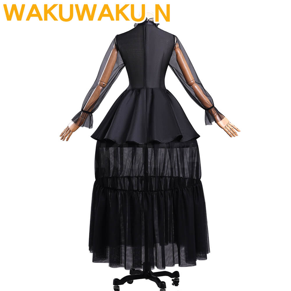 Wednesday Cosplay Costume WakuWaku-N Black Evening Dress Cosplay Halloween Women